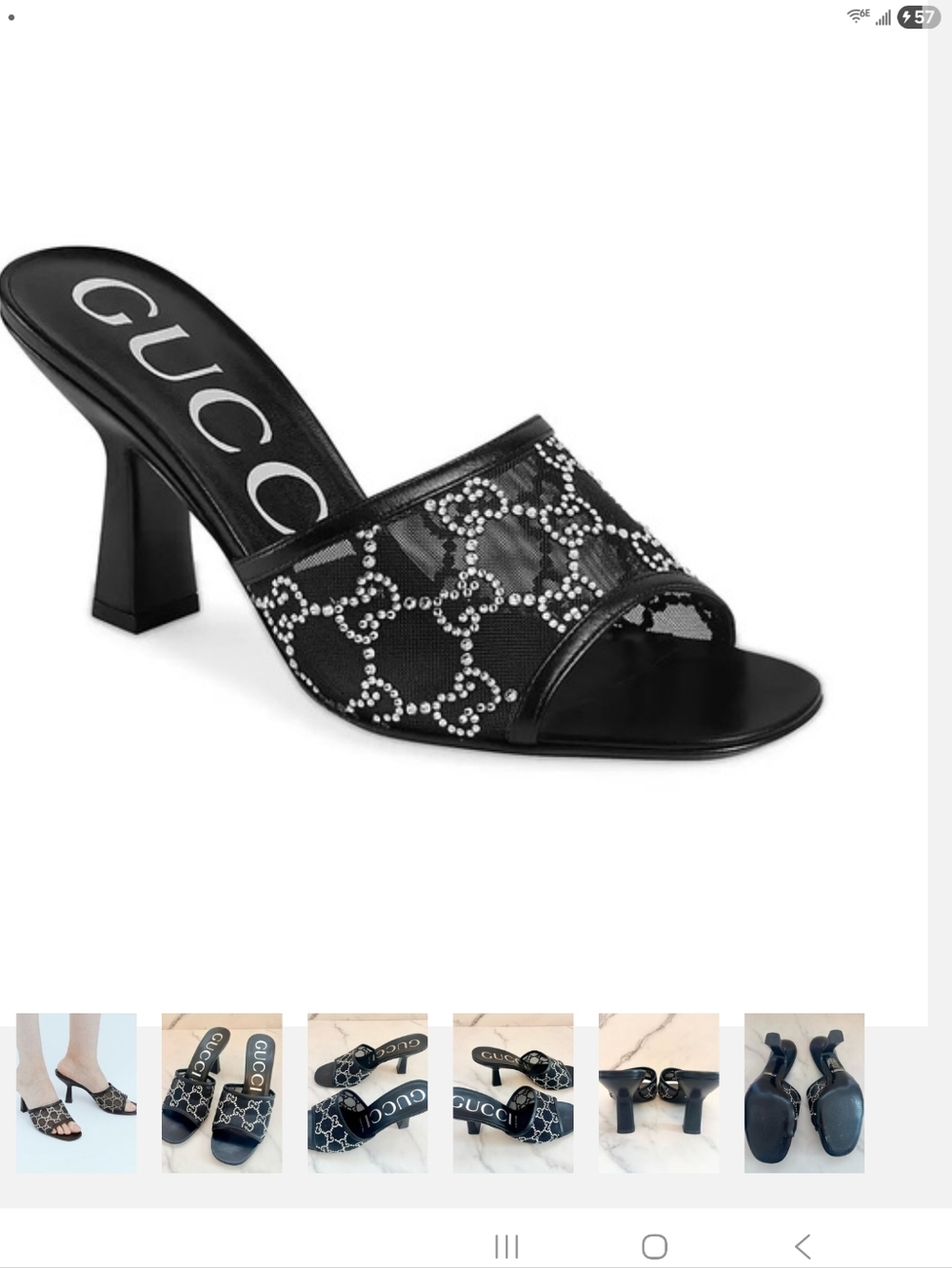 Gucci Black Crystal-Embellished Slide Sandal mesh mules Size 40.5 NWB